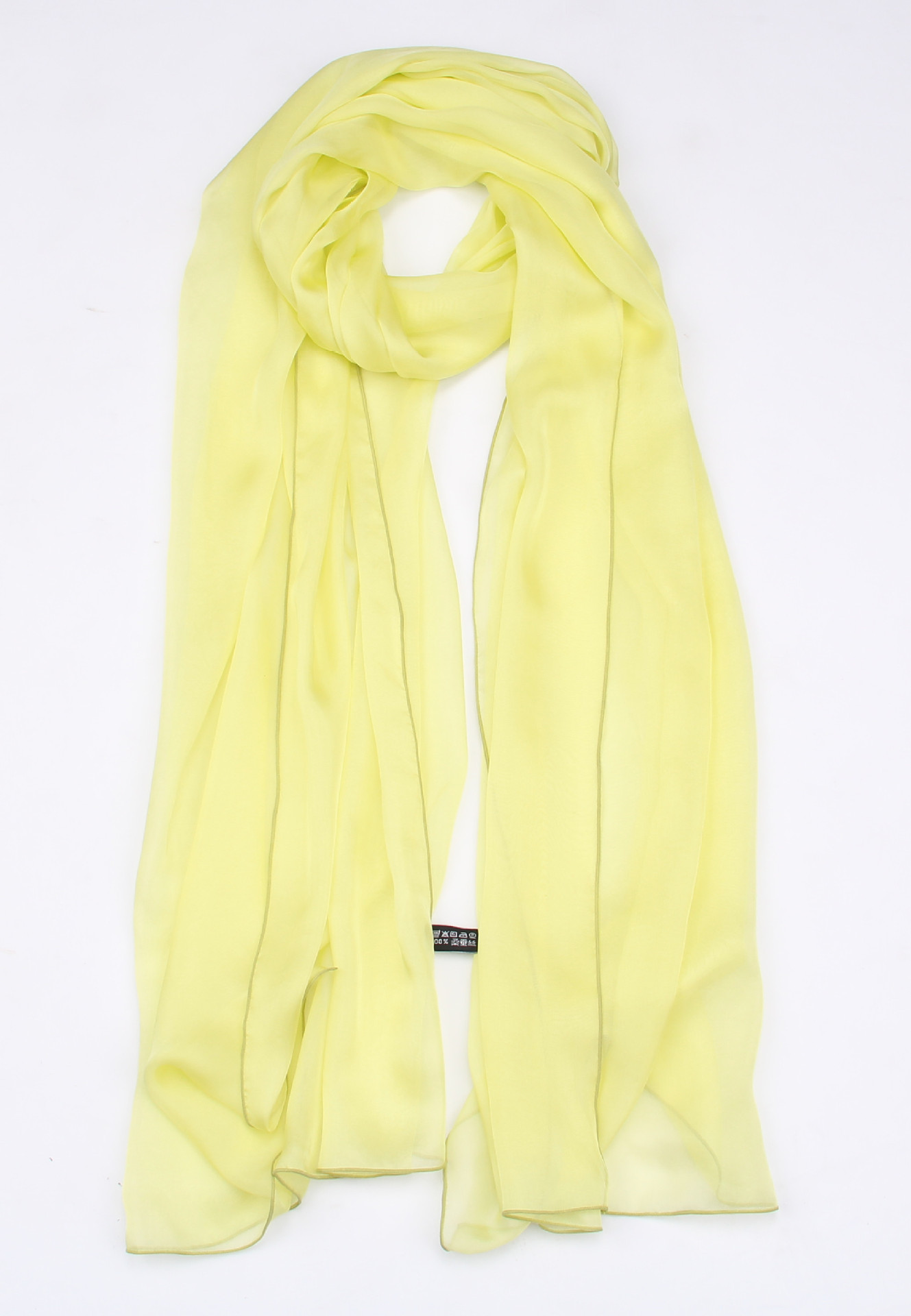 【【厂价直销】供应浅黄色女士真丝丝巾 桑蚕