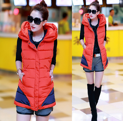 秋冬装新款女装韩版大码<em>羽绒</em>棉<em>加长马夹</em>加厚时