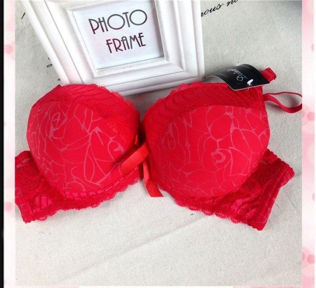 <em>文胸</em>-新的B罩杯<em>胸罩</em>向上推<em>无缝胸罩</em>性感碎花蕾