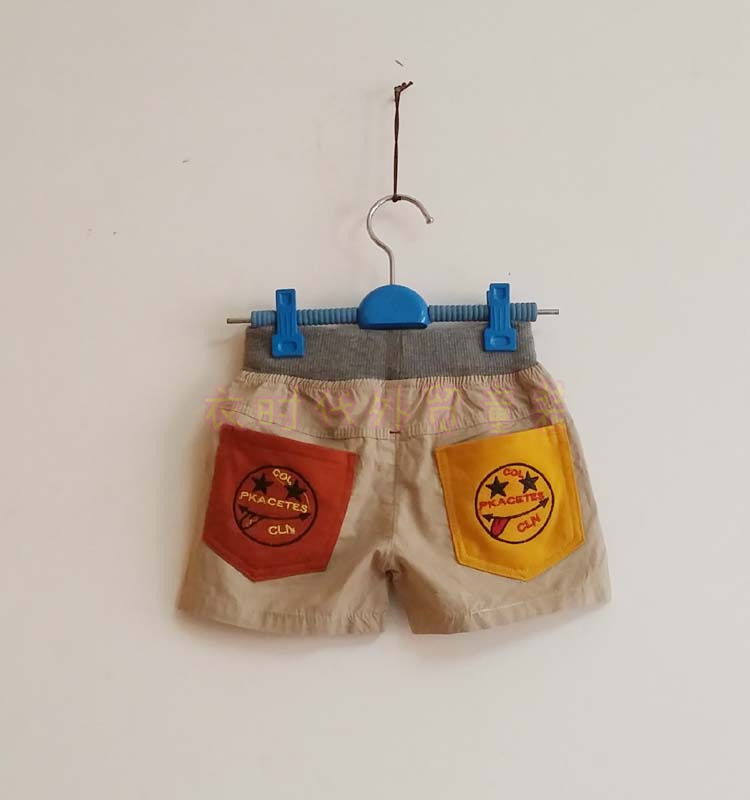 童裤-童装批发 <em>男短裤</em> <em>小童</em>全棉笑脸贴布绣全棉