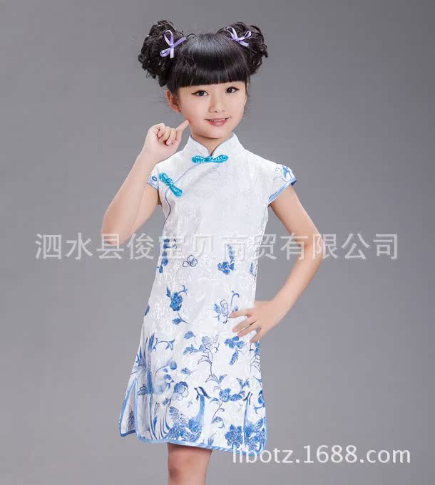【儿童旗袍 唐装<em>古装 女童</em>旗袍演出服装 幼儿园