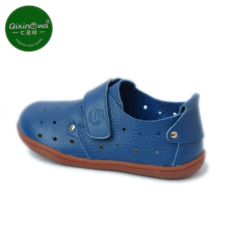 七星蛙韩版时尚春款 真皮童鞋批发潮流 洞洞透气 男童女童
