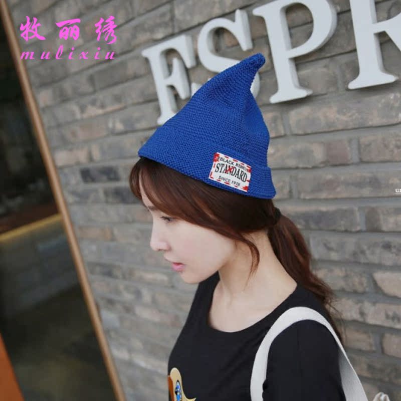 牧丽绣潮款<em>帽女冬天韩版可爱</em>小清新尖尖帽 卷