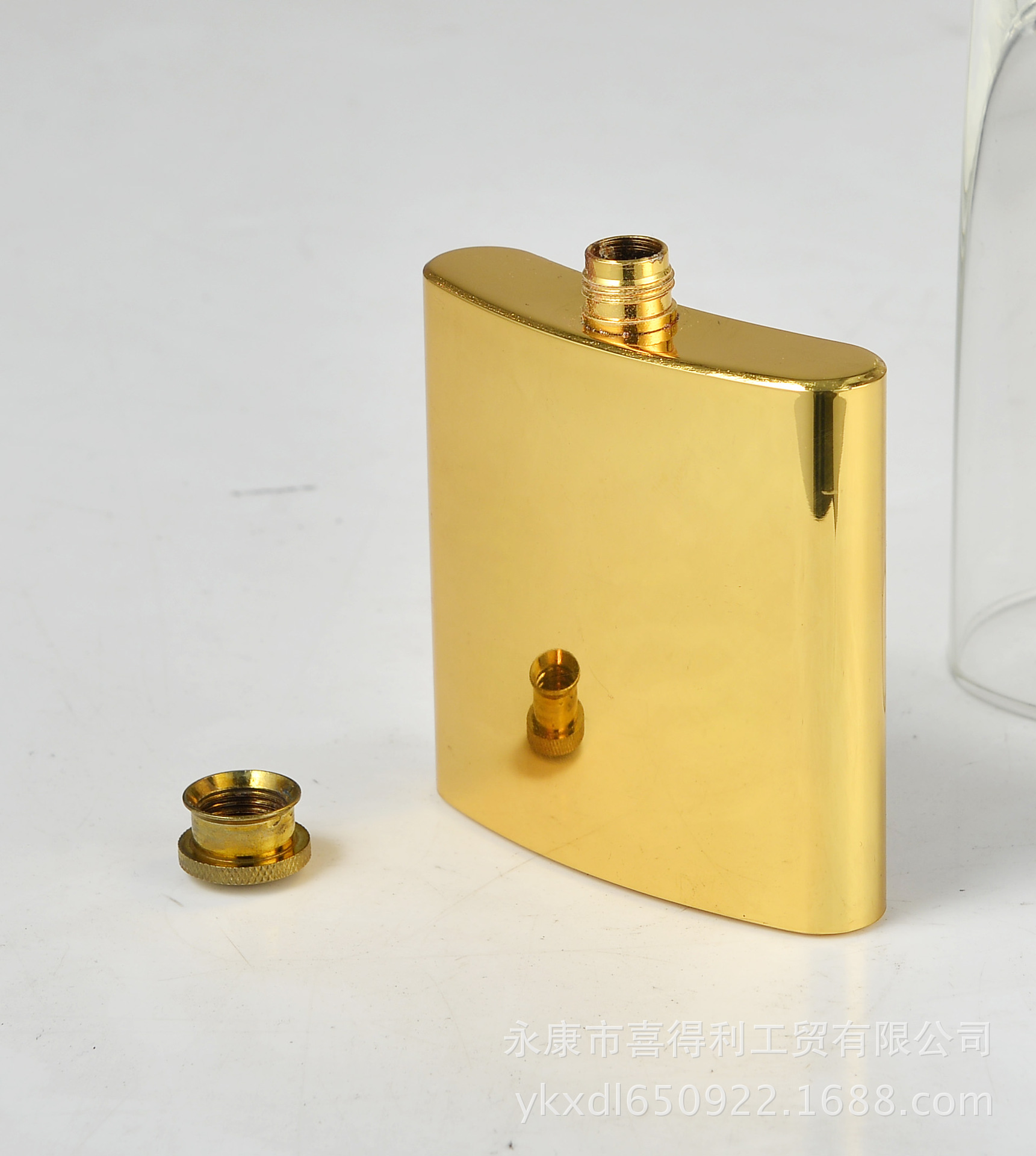 【厂家直销】喜得利不锈钢随身酒壶 70z镀金酒壶