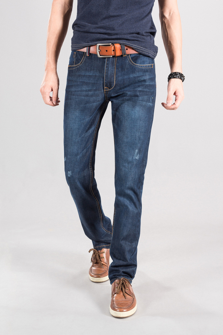 【新款男牛仔裤批发 潮流修身直筒牛仔长裤韩