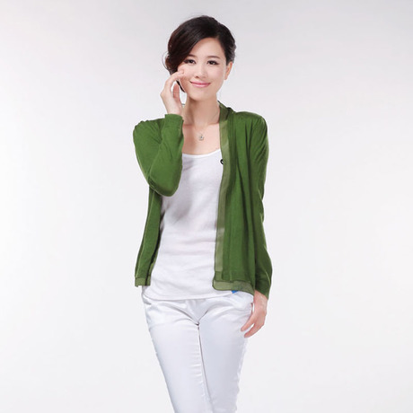 2014新款春装 <em>哥弟</em>同款<em>桑蚕丝</em>荷叶边<em>针织开衫</em>