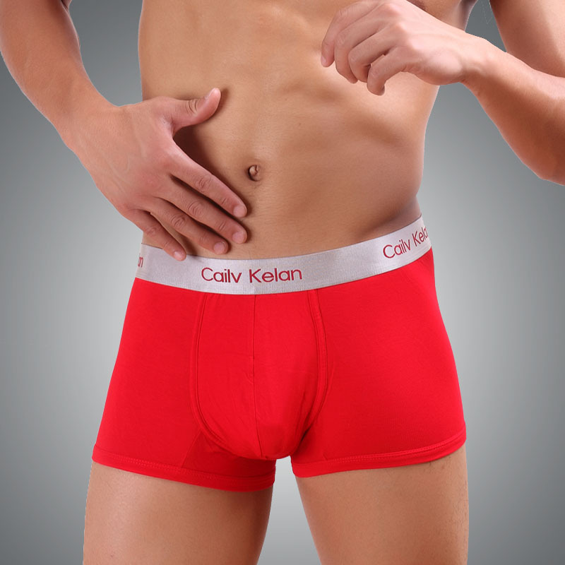 青年男士内裤红色平角裤批发莫代尔透气四角潮男式平角裤u凸囊袋