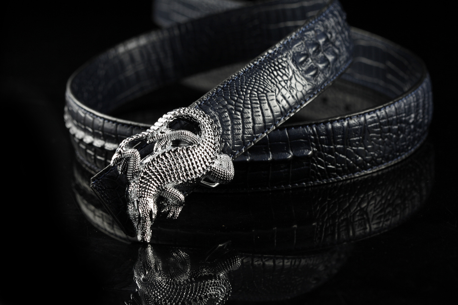 【广州厂家直销 鳄鱼皮带 鳄鱼头 外贸牛皮腰带