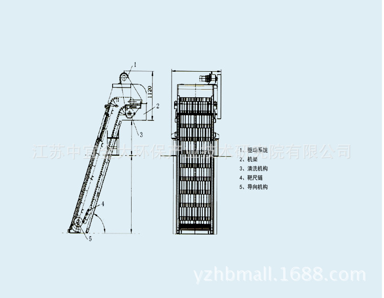 不锈钢回转机械细格栅fh300,栅隙3mm,机架,耙齿304不锈钢