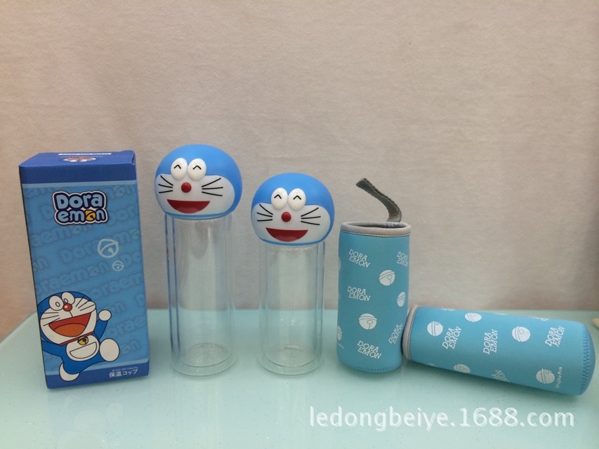 叮当猫立体头型玻璃杯 哆啦A梦玻璃杯 机器猫