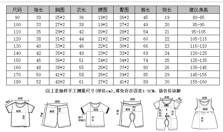 产品尺码表