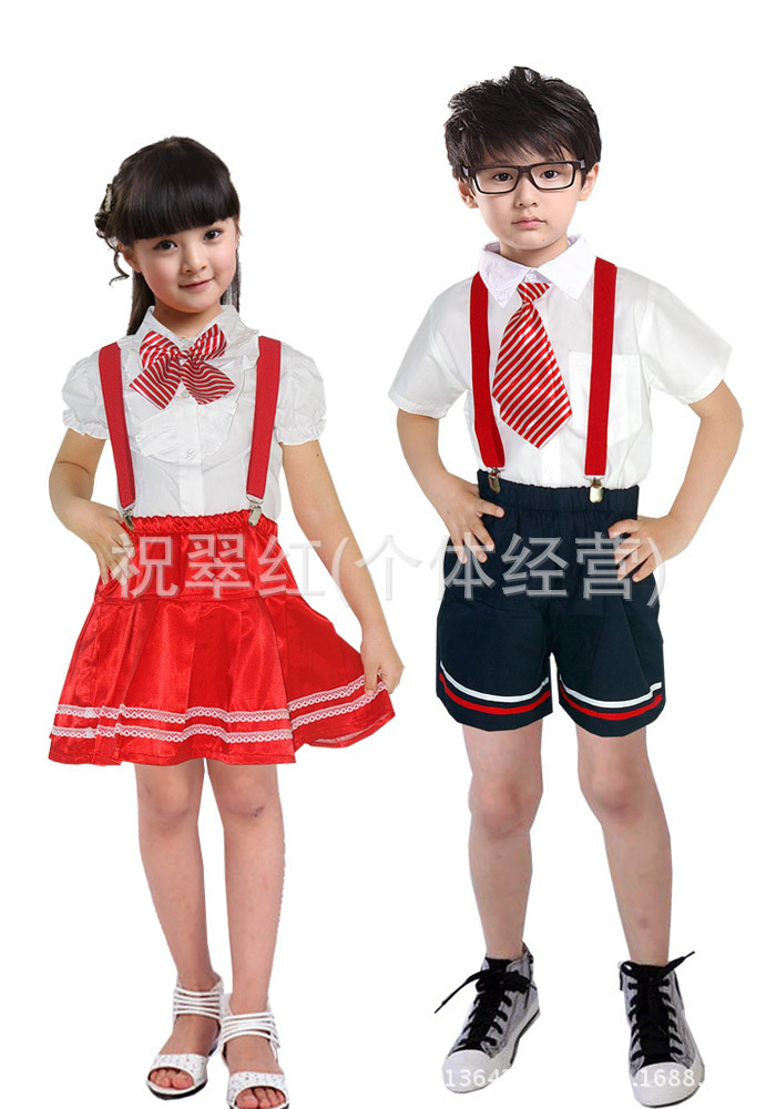 六一儿童校服中学生背带裤裙合唱队服装舞台女