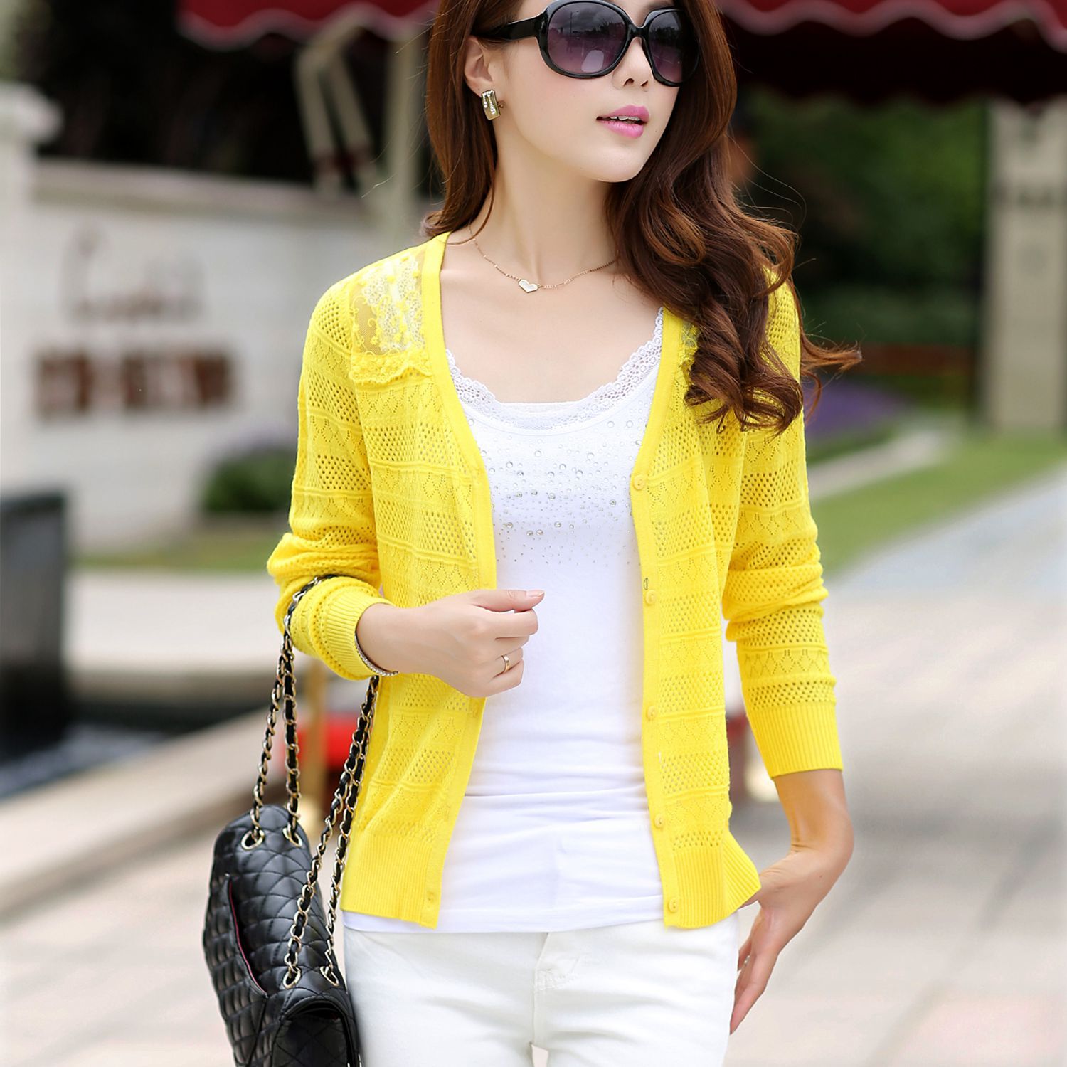 爆款2014新款蕾丝镂空针织<em>开衫女装长袖薄</em>款