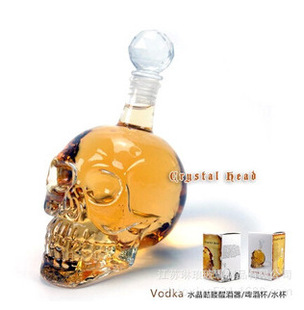 超大水晶骷髅头酒玻璃瓶创意头骨瓶1000ML