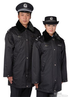 police棉衣冬执大衣勤 保安大衣保暖防寒         #警察棉服