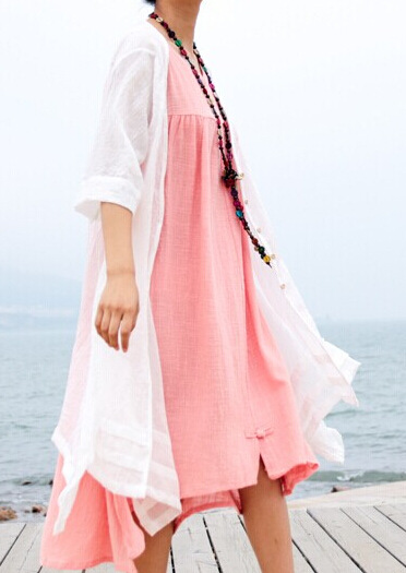 2014夏新款大码女装宽松显瘦<em>文艺棉麻长开衫</em>