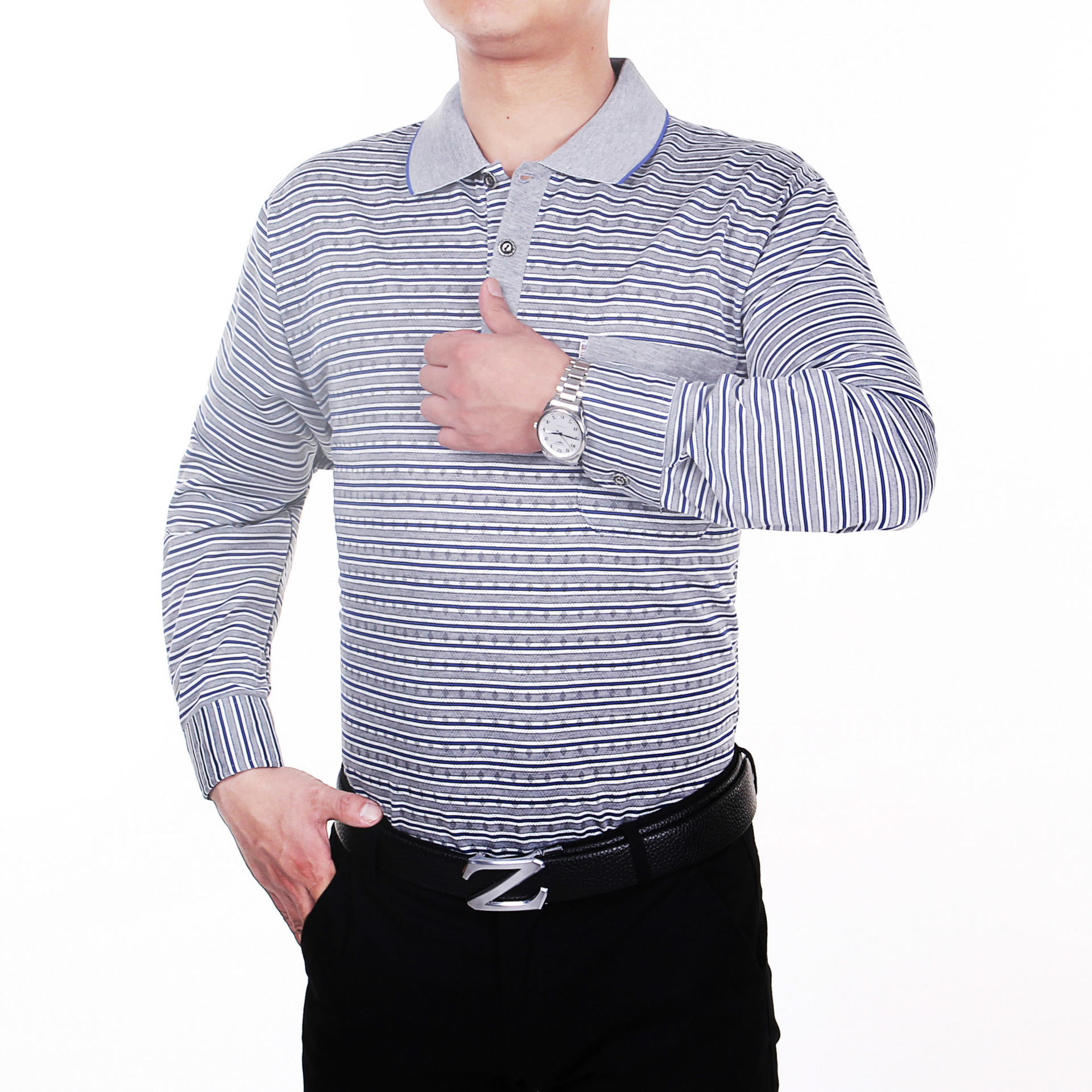 批发采购男式T恤-直销秋装这款中老年男装 商