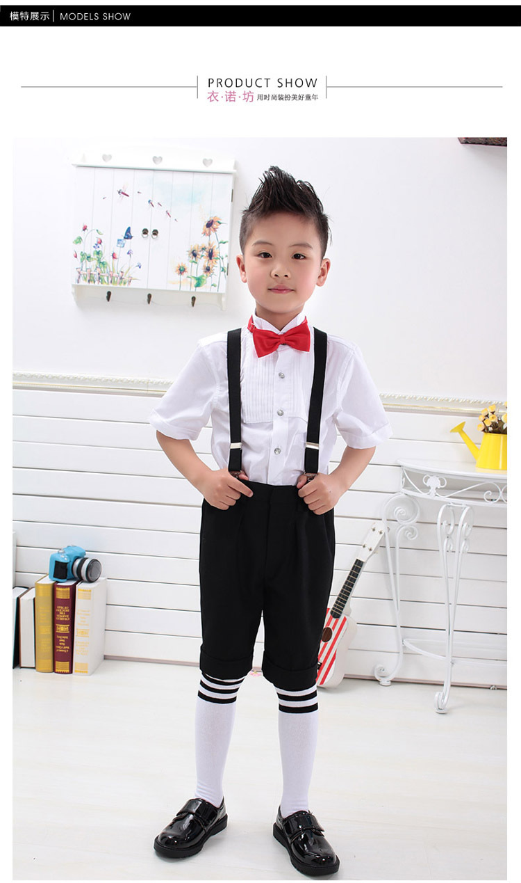 童礼服-2014新款<em>男童背带</em>西装<em>短裤</em>花童<em>夏季</em>礼