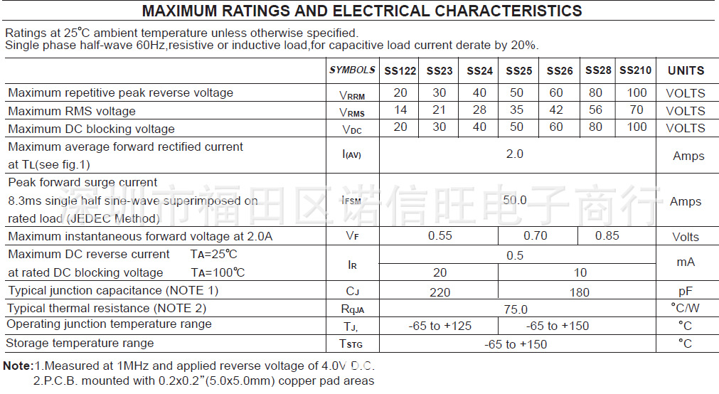 二极管-肖特基SS24 SK24贴片二极管厂家直销