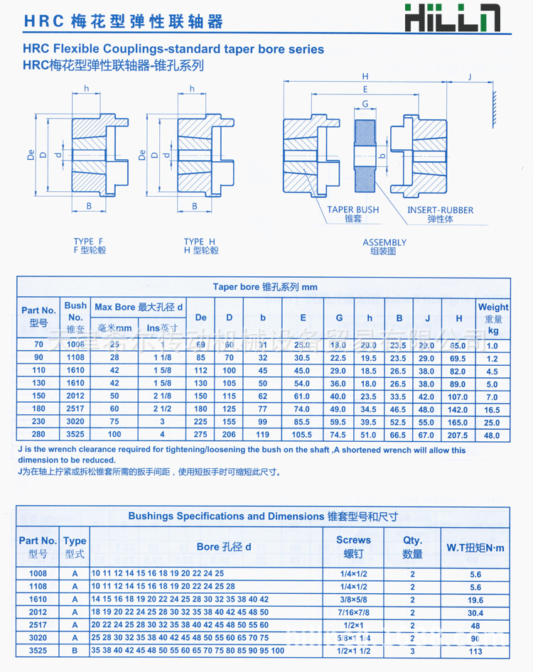 hrc梅花型弹性联轴器 希尔厂家梅花联轴器型号全现货供应