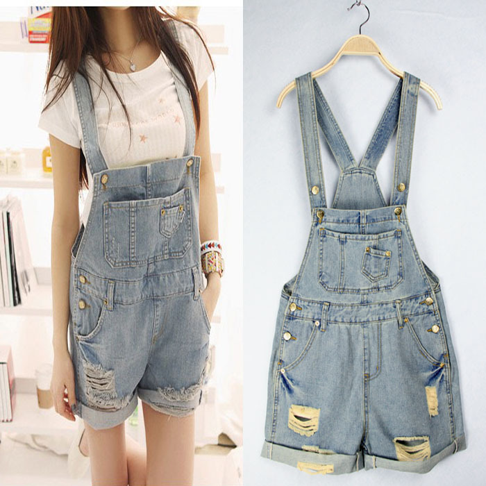 韩版时尚个性流行牛仔裤背带裤连体裤<em>短裤</em>热裤