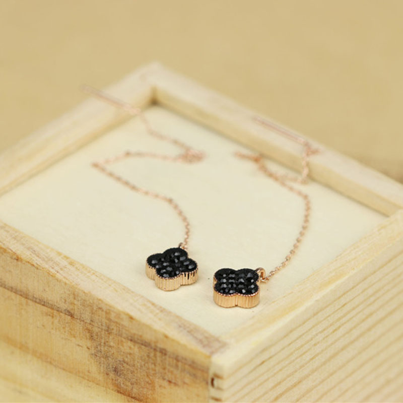 耳链-E098七彩变色水晶不对称长款耳钉 流苏多