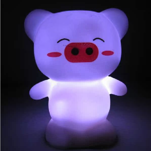 浙江金华七彩发光可爱猪/七彩小夜灯/开心猪批发 节能 创意地摊批发