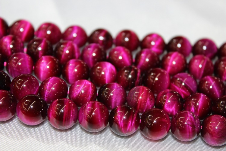 批发采购饰品配件-天然玫红虎眼石散珠 虎睛石