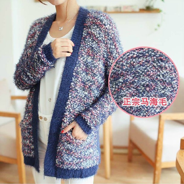 秋装新款韩版<em>女装</em>长袖<em>针织</em>衫女<em>马海毛开衫</em>披肩