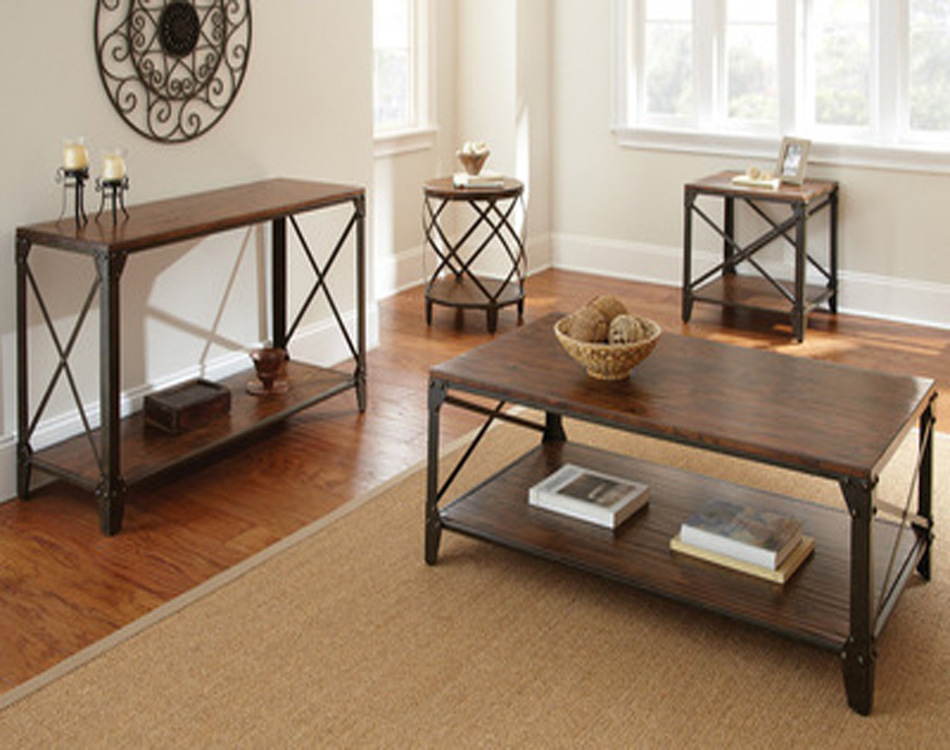 宏勇 美式乡村铁艺家具组合 复古做旧茶几边桌创意方形圆形组合桌