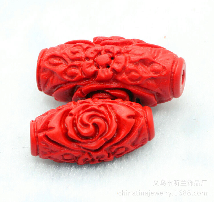 天然正品朱砂玫瑰花桶珠吊坠隔珠四叶草佛珠DIY饰品配件批发