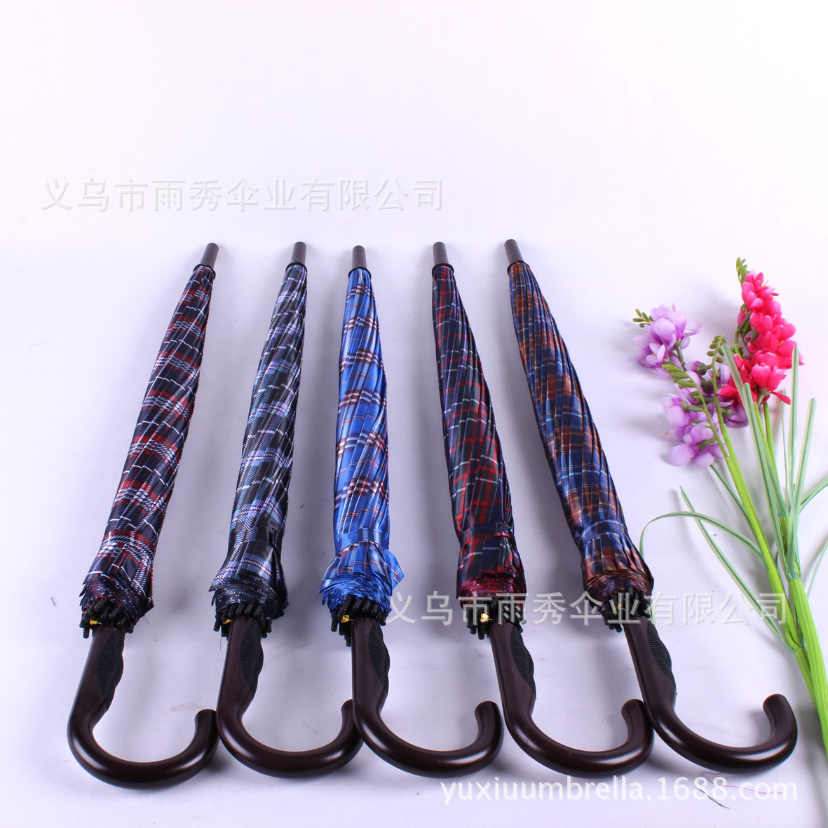 雨秀 16K 色丁格子男士伞 现货雨伞批发