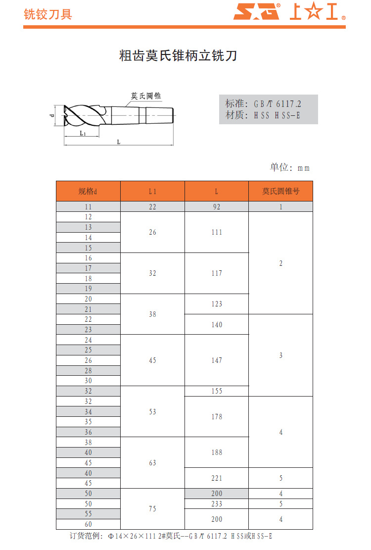 供应 上工锥柄立铣刀 粗齿莫氏锥柄立铣刀 铣刀