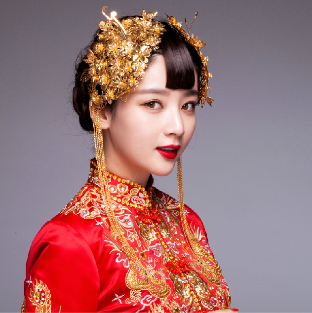 古代头饰新娘古装发饰二件套 秀禾服龙凤褂配饰
