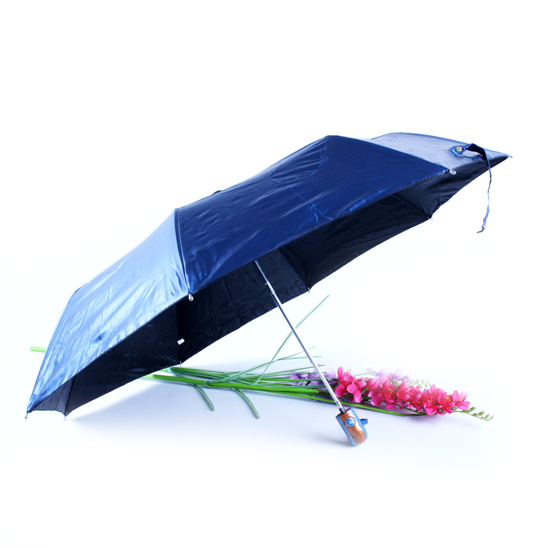 雨秀 半自动黑胶三折伞