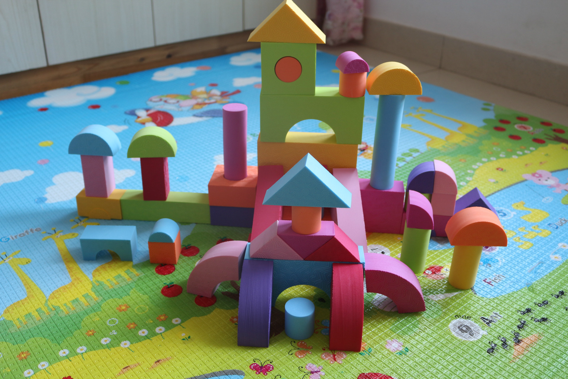 优质儿童软体积木搭房子搭城堡 eva环保益智玩具 50粒