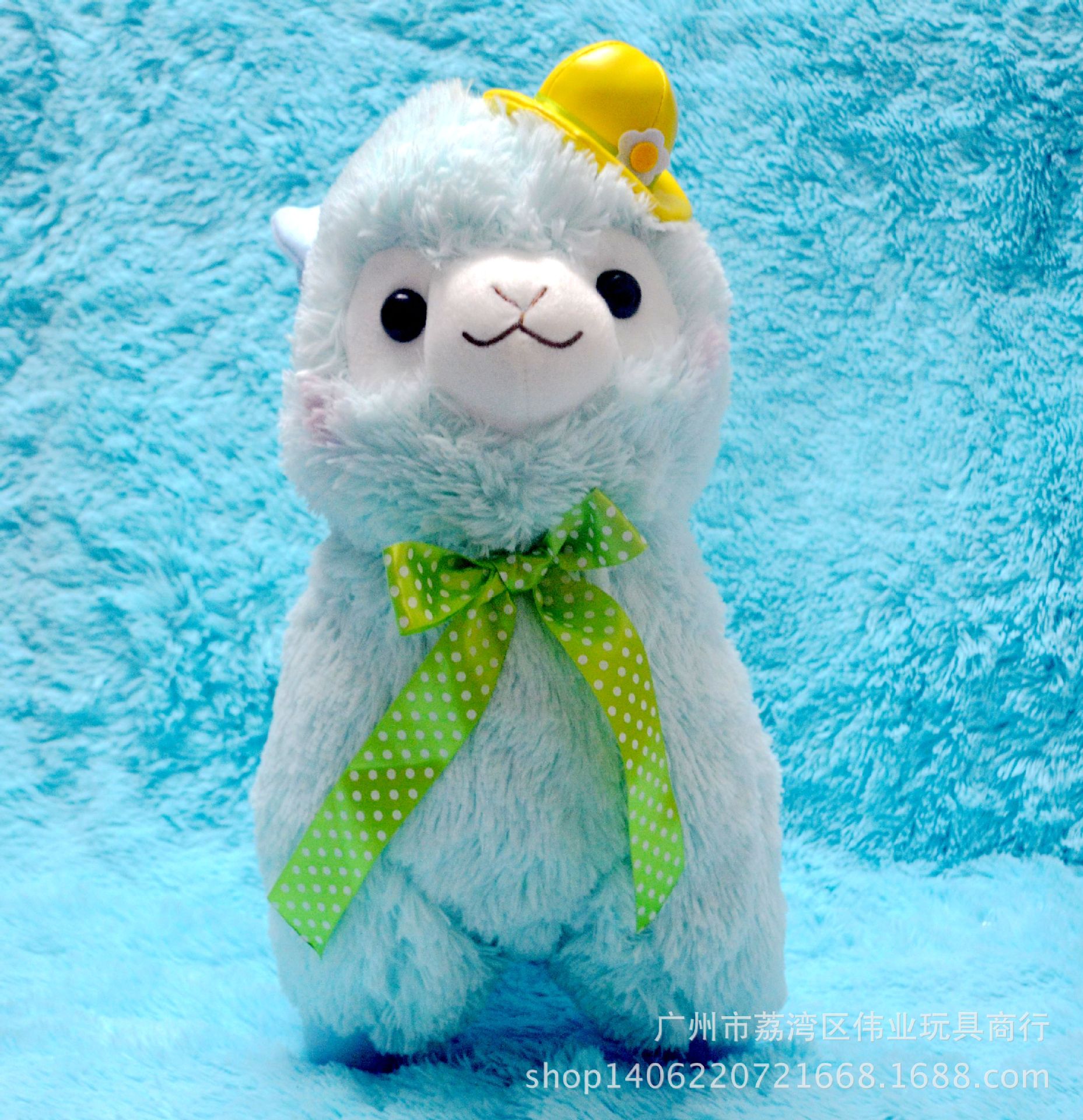 日本alpacasso萌《戴帽子蝴蝶结》羊驼草泥马神兽毛绒玩具公仔