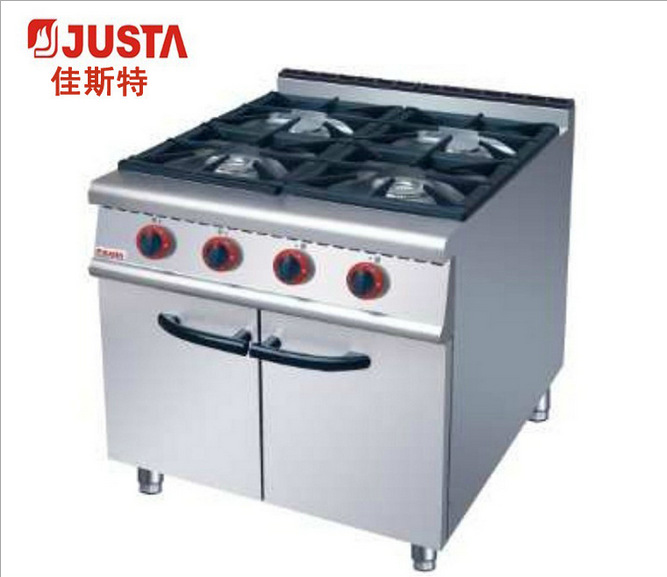 US-RA-4 four head gas cooker, even cabinet seat 0003