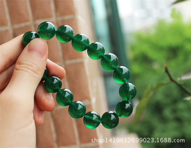 绿玛瑙手链 纯天然水晶时尚正品手串色超绿玉髓手链 挂件批发