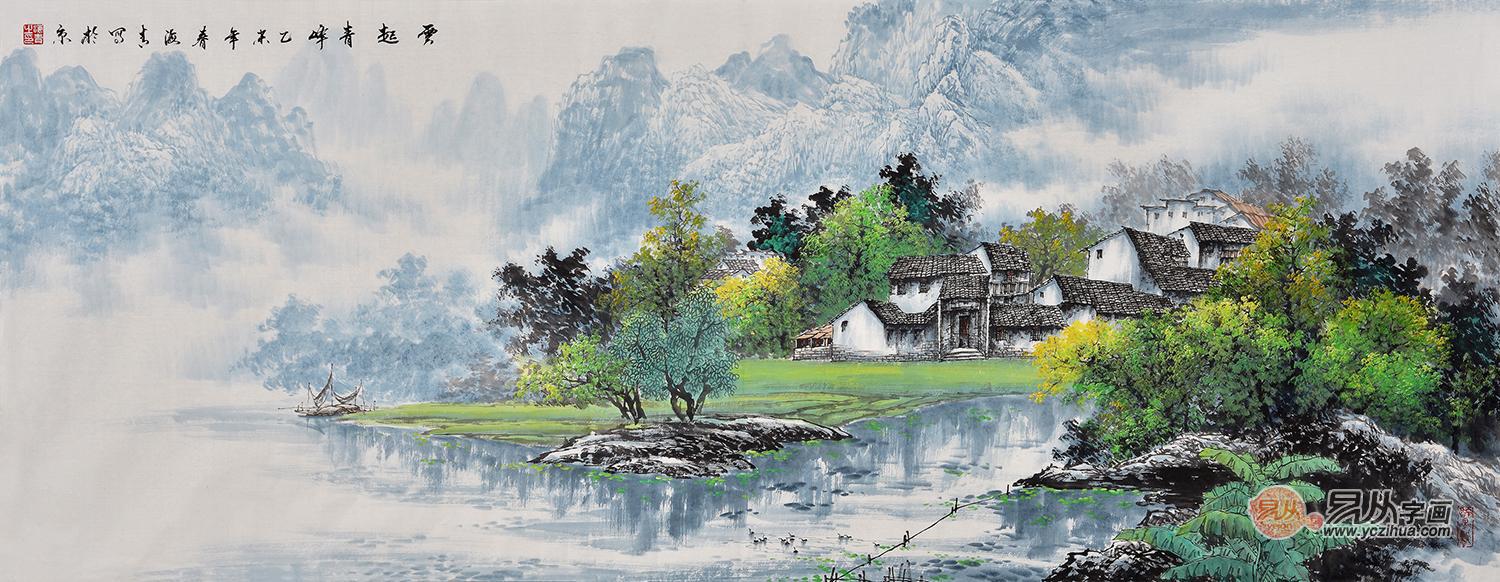 名家书画 一级美术师刘海青山水画作品《云起青峰》作品来源图片
