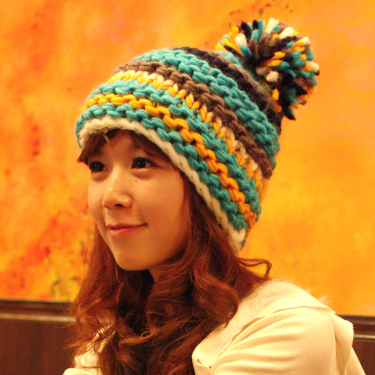 新款女士帽子秋冬季月子帽 韩版粗线卷边针织帽 毛线时装帽月子帽