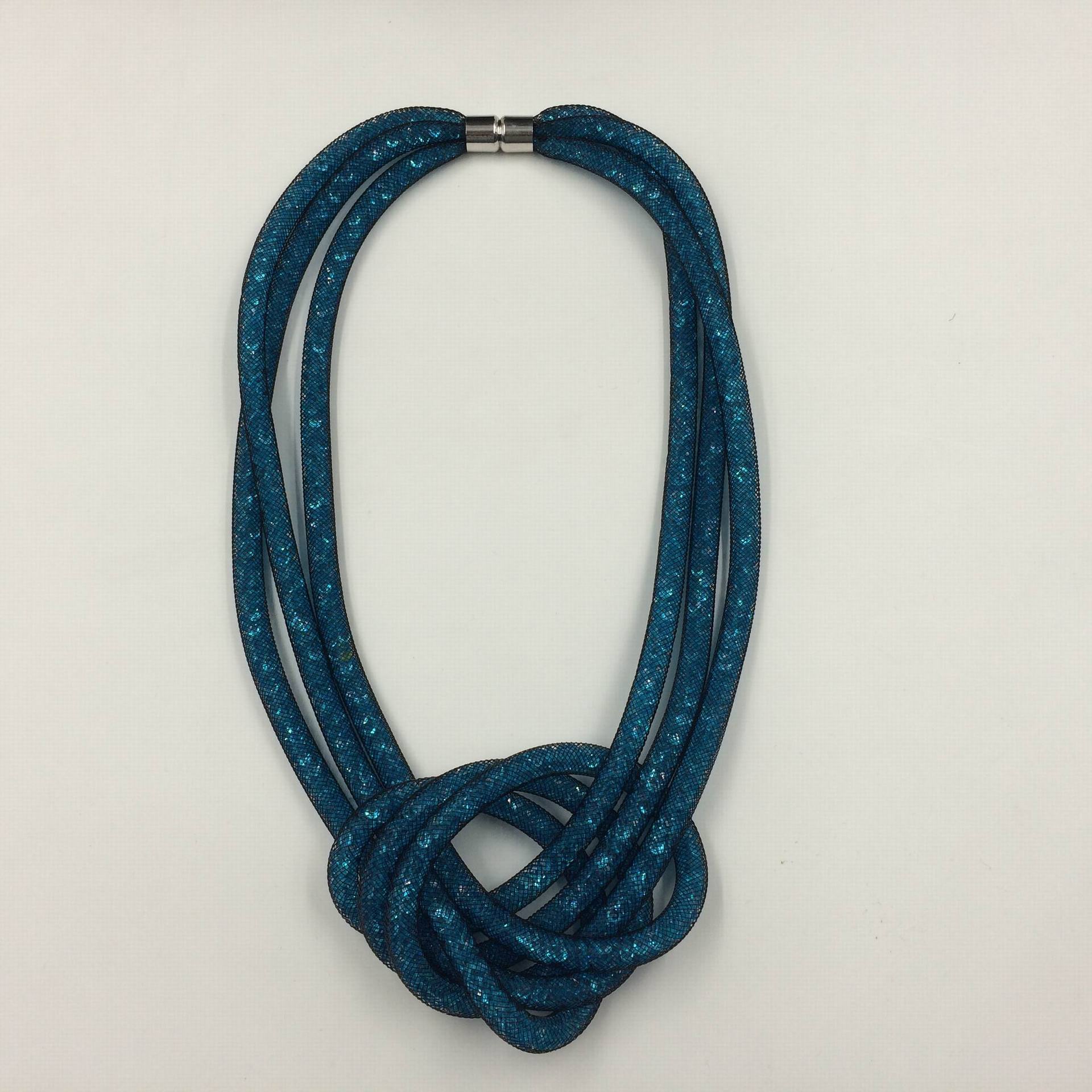 外贸原单编绳项链 时尚个性夸张网管装钻多层编绳锁骨项链衣饰