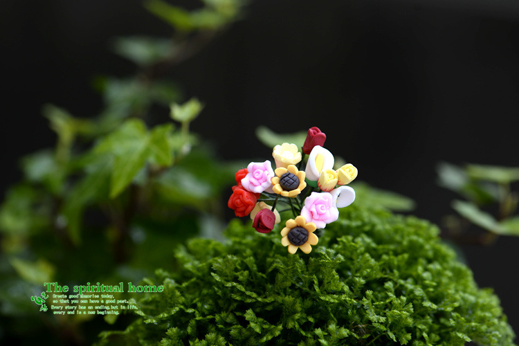 温馨e园 苔藓微景观饰品 仿真花 马蹄莲 郁金香 diy组装小摆件