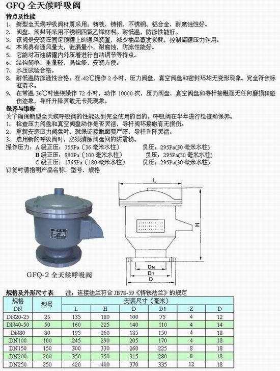 gfq-2系列不锈钢全天候呼吸阀,储罐呼吸阀,石化设备