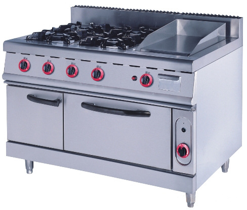 ZH-TJ-4 four gas burners with griddle even electric oven 0001