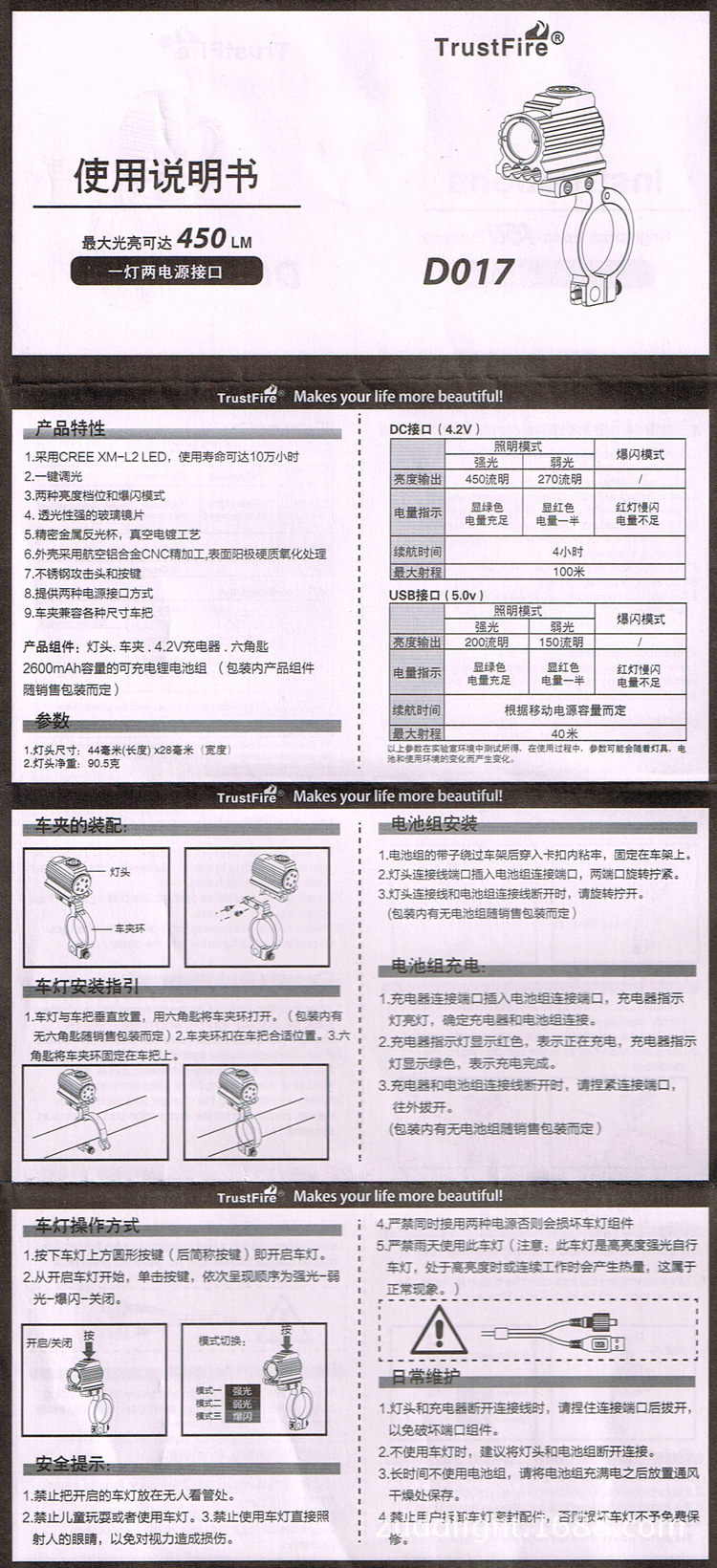 TR-D017车灯-说明书中文