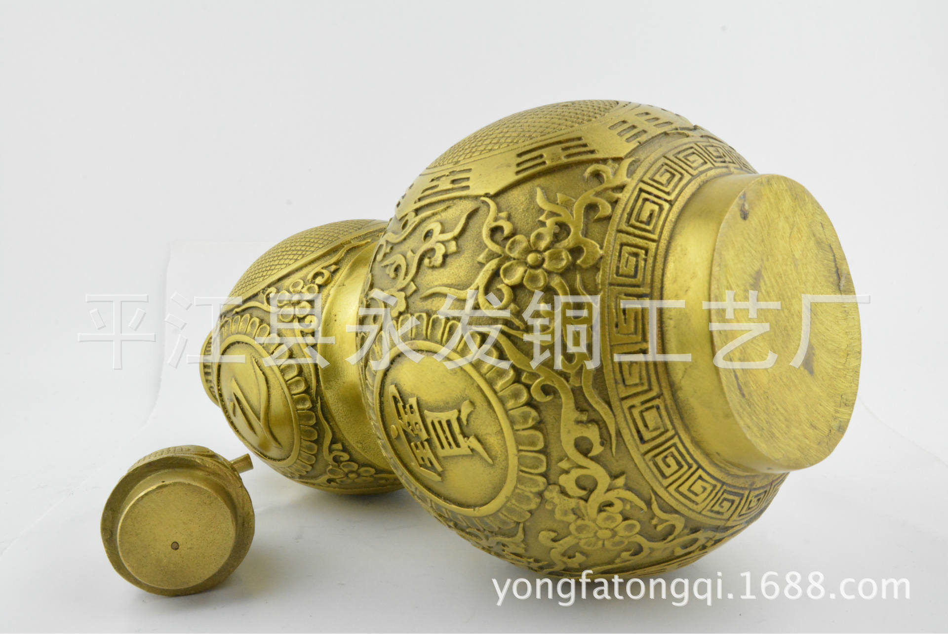 永发铜器厂家批发纯铜镇宅铜葫芦摆件铜器铜工艺品家居装饰风水玉