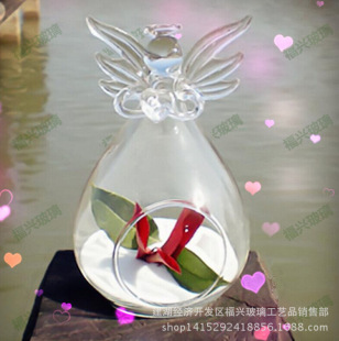 祈福天使花瓶 水晶透明玻璃花瓶 多肉花瓶 插花器皿 水培容器批发
