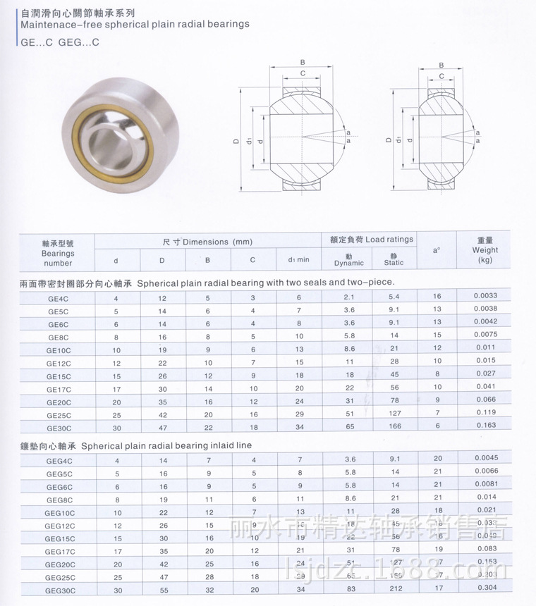 【精品推荐】厂家批发 ge8e 自润滑推力关节轴承 向心轴承