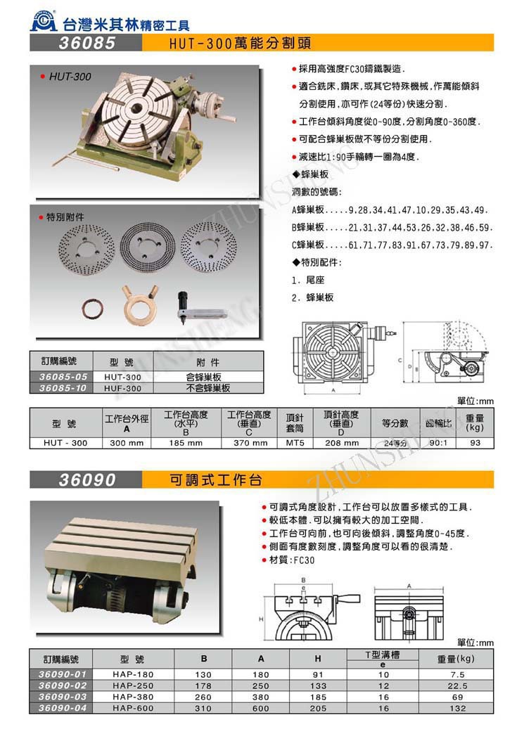 36085 HUT-300万能分割头